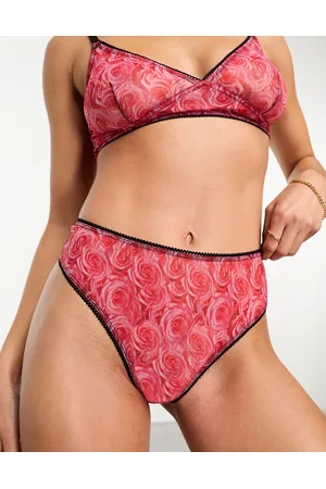 Monki Perizoma in morbida rete con stampa di rose