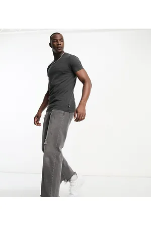 French Connection FCUK Tall - T-shirt antracite con scritta del logo