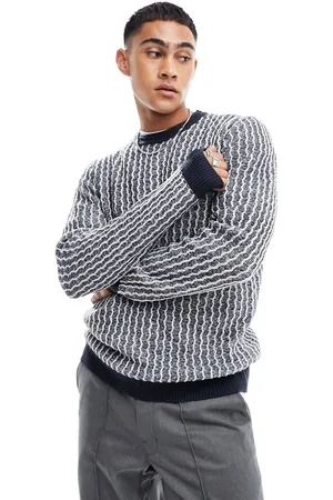 Brave Soul Maglione e bianco intrecciato con colletto a contrasto
