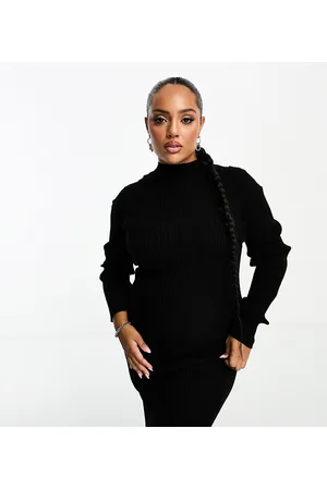 Brave Soul Plus - Vestito corto in maglia a trecce con collo alto