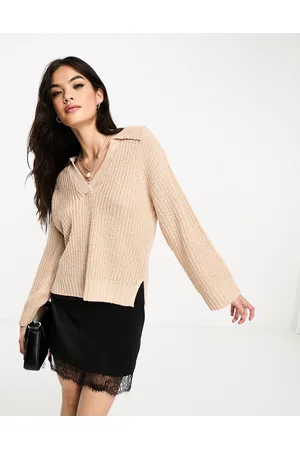 Brave Soul Etta - Maglione cipria con colletto stile polo