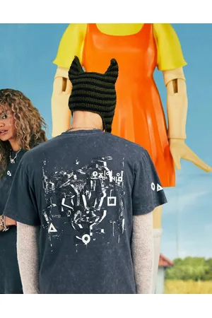 ASOS X Squid Game: The Challenge - T-shirt nero slavato con stampa sul retro