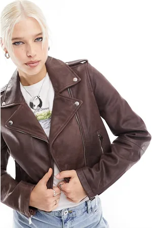 Bolongaro Olivia - Giacca stile motociclista taglio corto in pelle