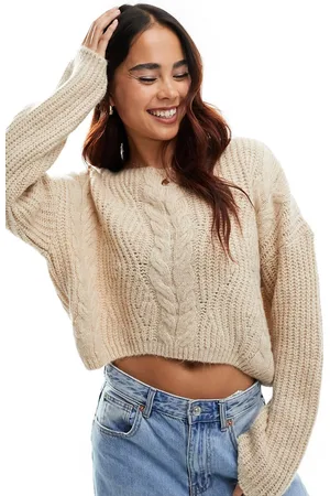 Stradivarius Maglione lavorato a trecce beige