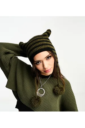Reclaimed Berretto unisex in maglia a righe stile orecchie di gatto
