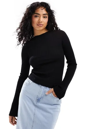 & OTHER STORIES Top in maglia di lana merino a coste miste con scollo a barchetta