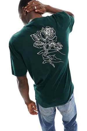 ASOS T-shirt comoda scuro con stampa di rosa stile disegno