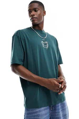 ASOS T-shirt oversize scuro con stampa stilizzata sul petto
