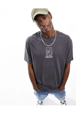 ASOS T-shirt comoda grigia con stampa artistica astratta sul petto