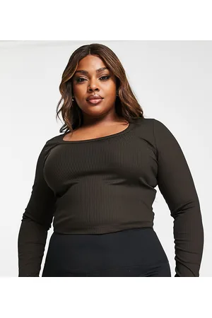 ASOS Curve - Top sportivo a maniche lunghe a coste