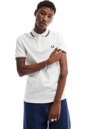 Fred Perry Polo con logo e due righe a contrasto sui bordi /rosso/blu navy