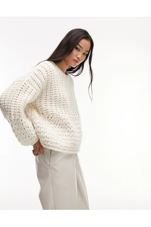 Topshop Maglione lavorato a mano a maglia spessa avorio