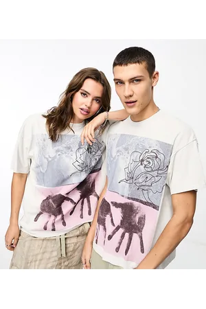 COLLUSION T-shirt bianca con stampa di mani