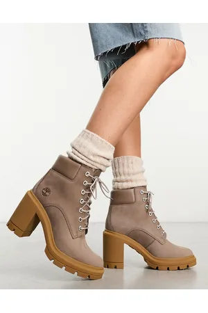 Timberland Allington - Stivali con tacco da 6" in pelle nabuk color tortora
