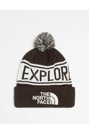 The North Face Cappello rétro marrone e sporco con pompon