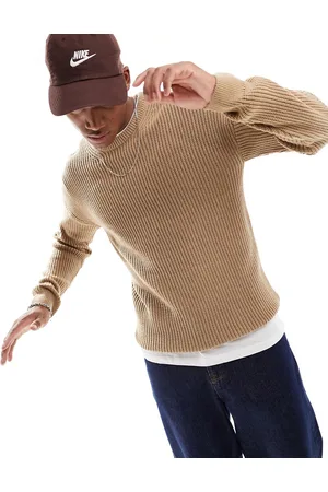 New Look Maglione girocollo cammello in maglia a coste inglesi