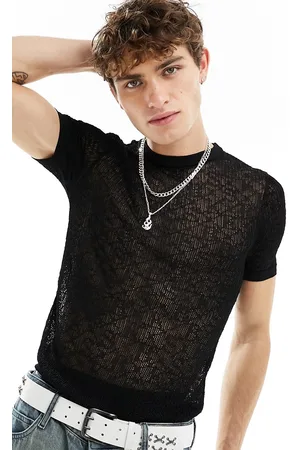 Bershka T-shirt ampia in maglia nera