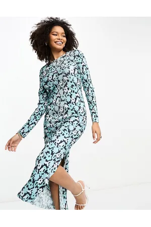 Glamorous Vestito lungo a maniche lunghe a fiori plissé