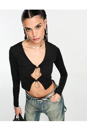 Basic Pleasure Mode Top stretch con cut-out e cordino elasticizzato