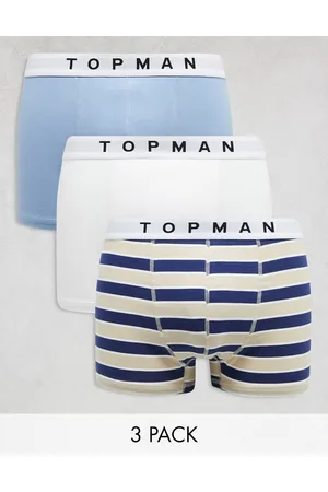 Topman Confezione da 3 boxer aderenti blu, bianchi e blu navy a righe