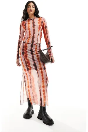 Pieces® Gonna midi in jersey tie-dye multicolore in coordinato