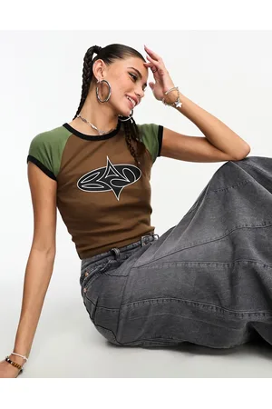Basic Pleasure Mode Shinjuku - T-shirt cioccolato e menta con bordi a contrasto