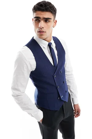 Harry Brown Gilet slim da abito doppiopetto mélange