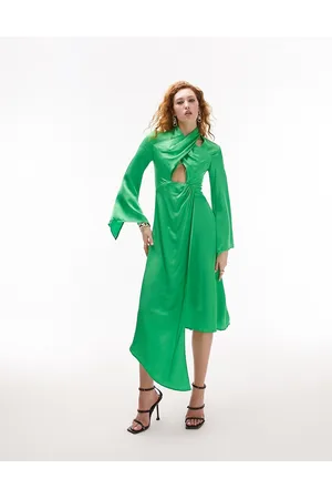 Topshop Vestito midi allacciato al collo con maniche a campana