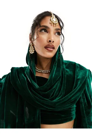 Kanya London Sciarpa dupatta in velluto smeraldo