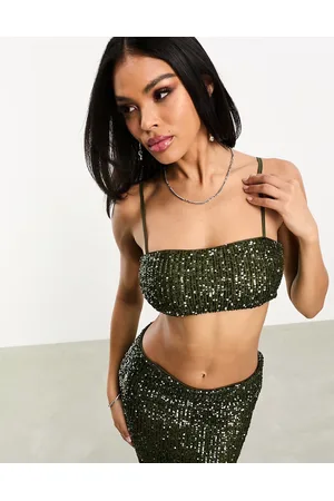 ASOS Top a fascia con paillettes e spalline sottili in coordinato