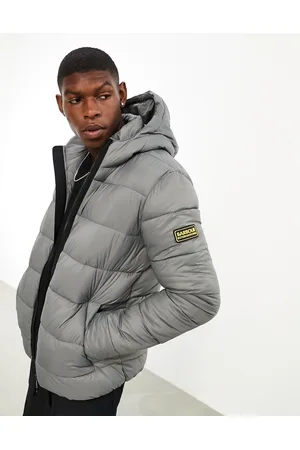 Barbour Bobber - Giacca grigia trapuntata con cappuccio e zip