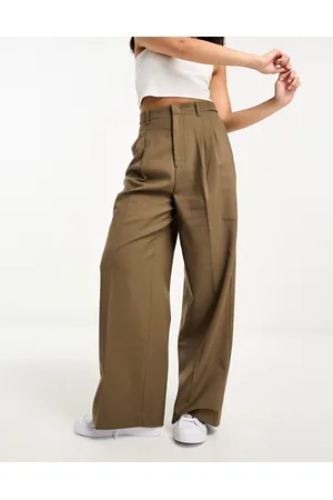Urban Revivo Pantaloni a fondo ampio color pietra a pieghe