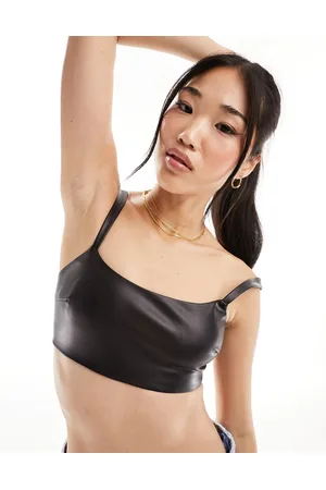 Bershka Brassière nera in pelle sintetica