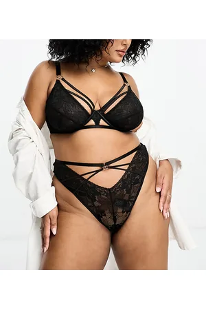 ASOS Curve - Adrianna - Perizoma in raso e pizzo con fascette sottili