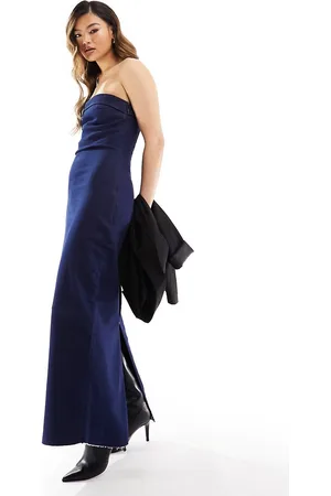 NA-KD Vestito midi in denim lavaggio scuro