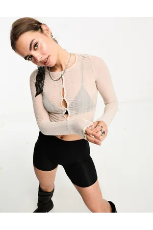 Cotton On Cotton On - Crop top color pietra testurizzato con bottoni sul davanti