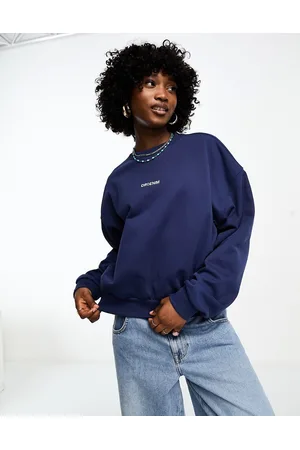 Dr Denim Terri - Felpa girocollo pesante blu scuro vestibilità ampia