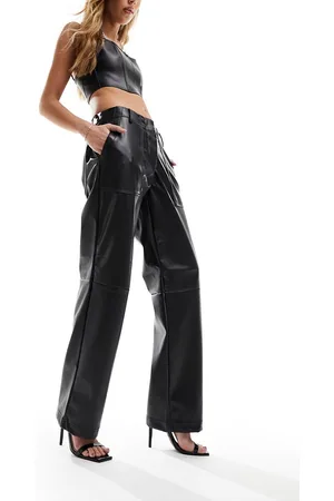 ONLY Pantaloni dritti in pelle sintetica nera