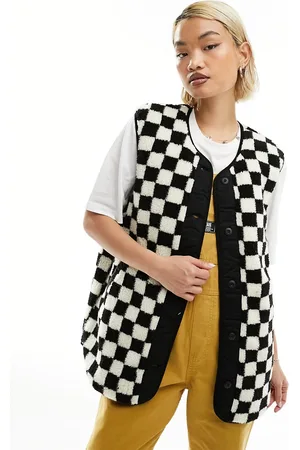 Vans Mason - Gilet double-face in pile borg con stampa a scacchi
