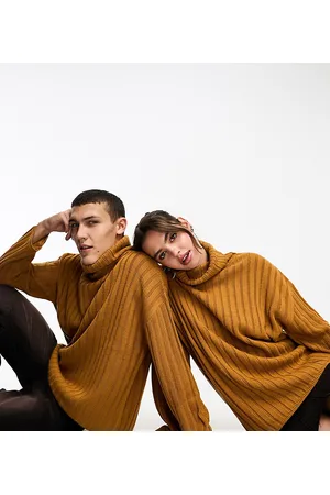 COLLUSION Unisex - Maglione oversize a collo alto a coste