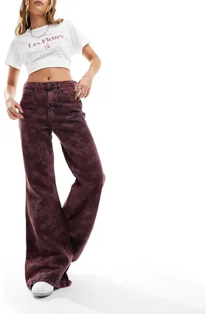 Wrangler Jeans a zampa bordeaux a fiori
