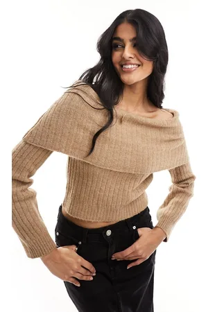 ASOS Maglione oversize ampio color cammello con spalle scoperte