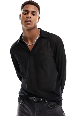 ASOS Polo a maniche lunghe in pizzo con scollo a V profondo