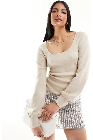& OTHER STORIES Top in maglia beige con maniche voluminose