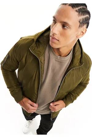Le Breve Tall - Giacca bomber kaki con cappuccio