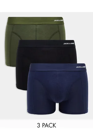 JACK & JONES Confezione da 3 boxer aderenti kaki e neri in bambù