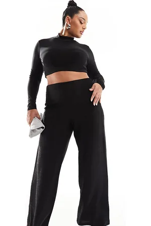 ONLY Pantaloni neri glitterati con fondo ampio