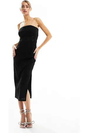 In The Style Vestito a fascia midi con inserti in pizzo