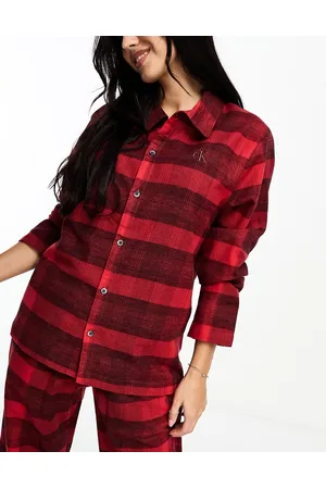 Calvin Klein Camicia da casa in flanella a quadri con bottoni