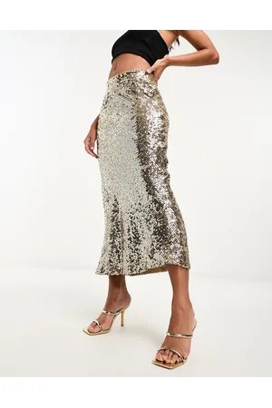 ASOS Gonna lunga color con paillettes e taglio sbieco